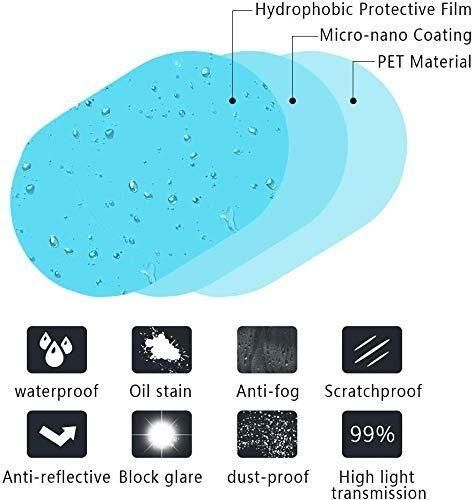 Car Rearview Mirror Films Anti-Rain Fog Waterproof PET Clear Film Accessories (2 Oval + 2 Square Film)