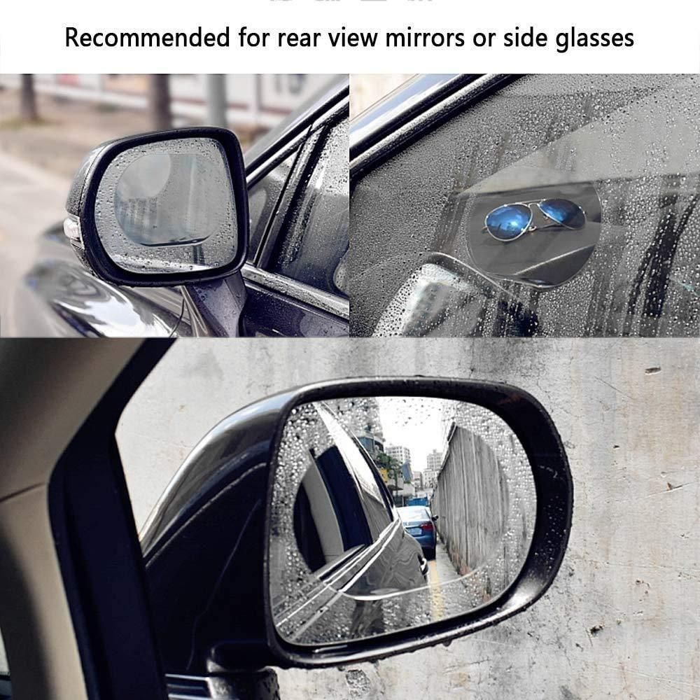 Car Rearview Mirror Films Anti-Rain Fog Waterproof PET Clear Film Accessories (2 Oval + 2 Square Film)