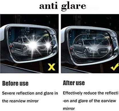 Car Rearview Mirror Films Anti-Rain Fog Waterproof PET Clear Film Accessories (2 Oval + 2 Square Film)